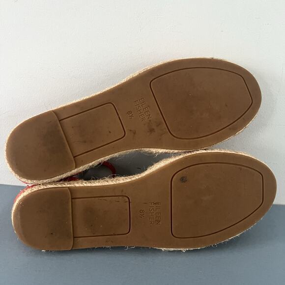 Eileen Fisher Lala Red Orange Leather Espadrille Flats - Picture 9 of 10